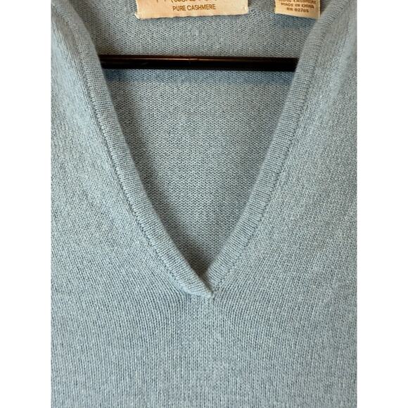 Mainbocher Light Blue 100% Cashmere V-Neck Long Sleeve Sweater Size XL - Picture 7 of 9